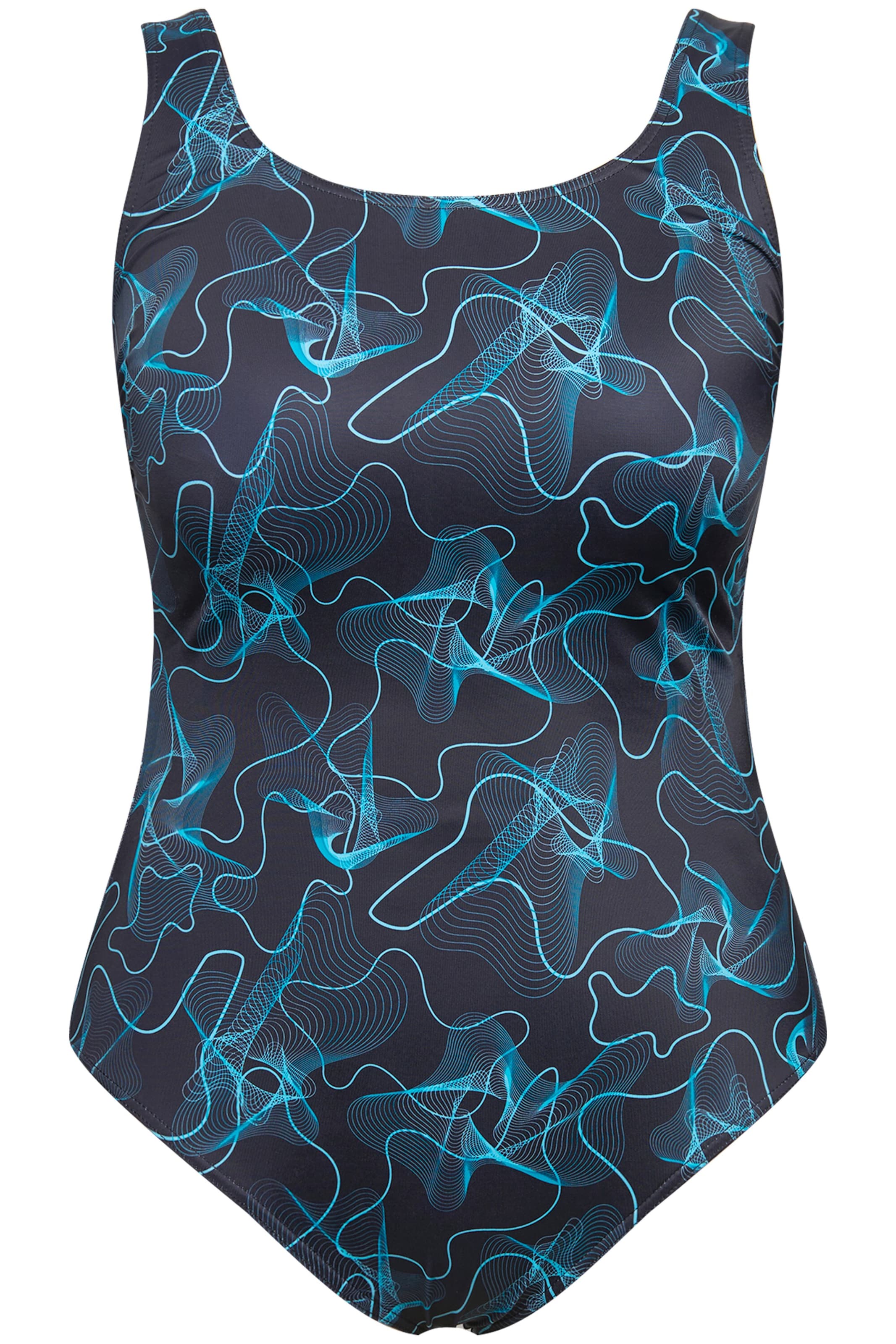 Ulla Popken Bustier Badeanzug in Blau: Vorderseite