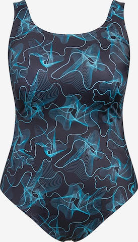 Ulla Popken Bralette Swimsuit in Blue: front