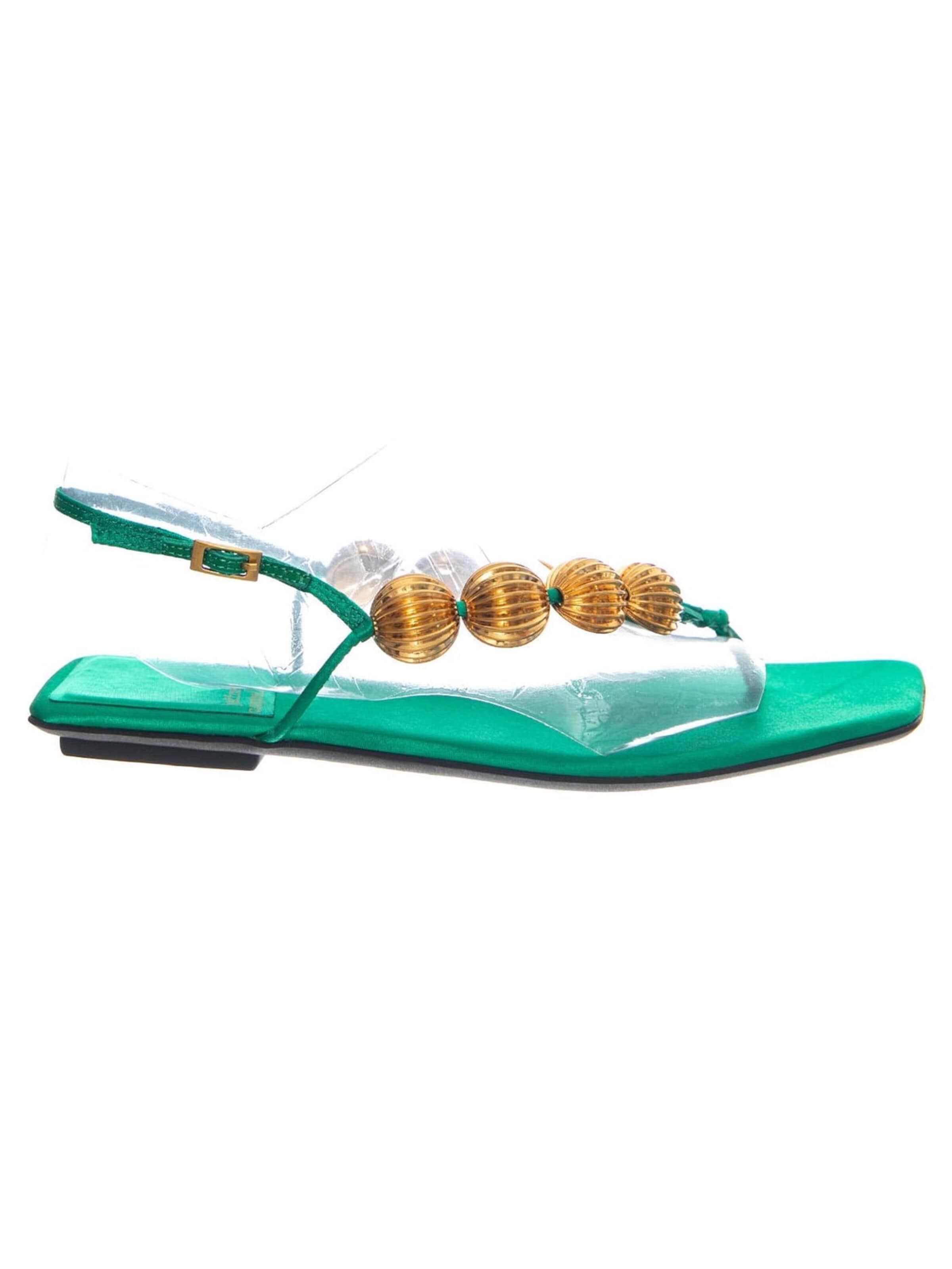 Sandales 'YUCATAN GREEN SATIN GOLD' Jeffrey Campbell en vert : devant