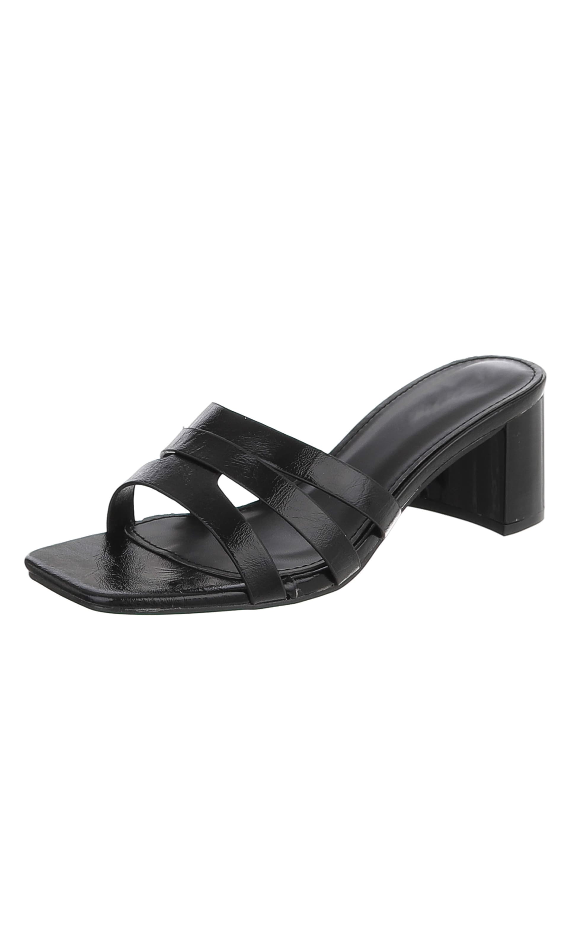 Ital-Design Pantolette in Schwarz: Vorderseite