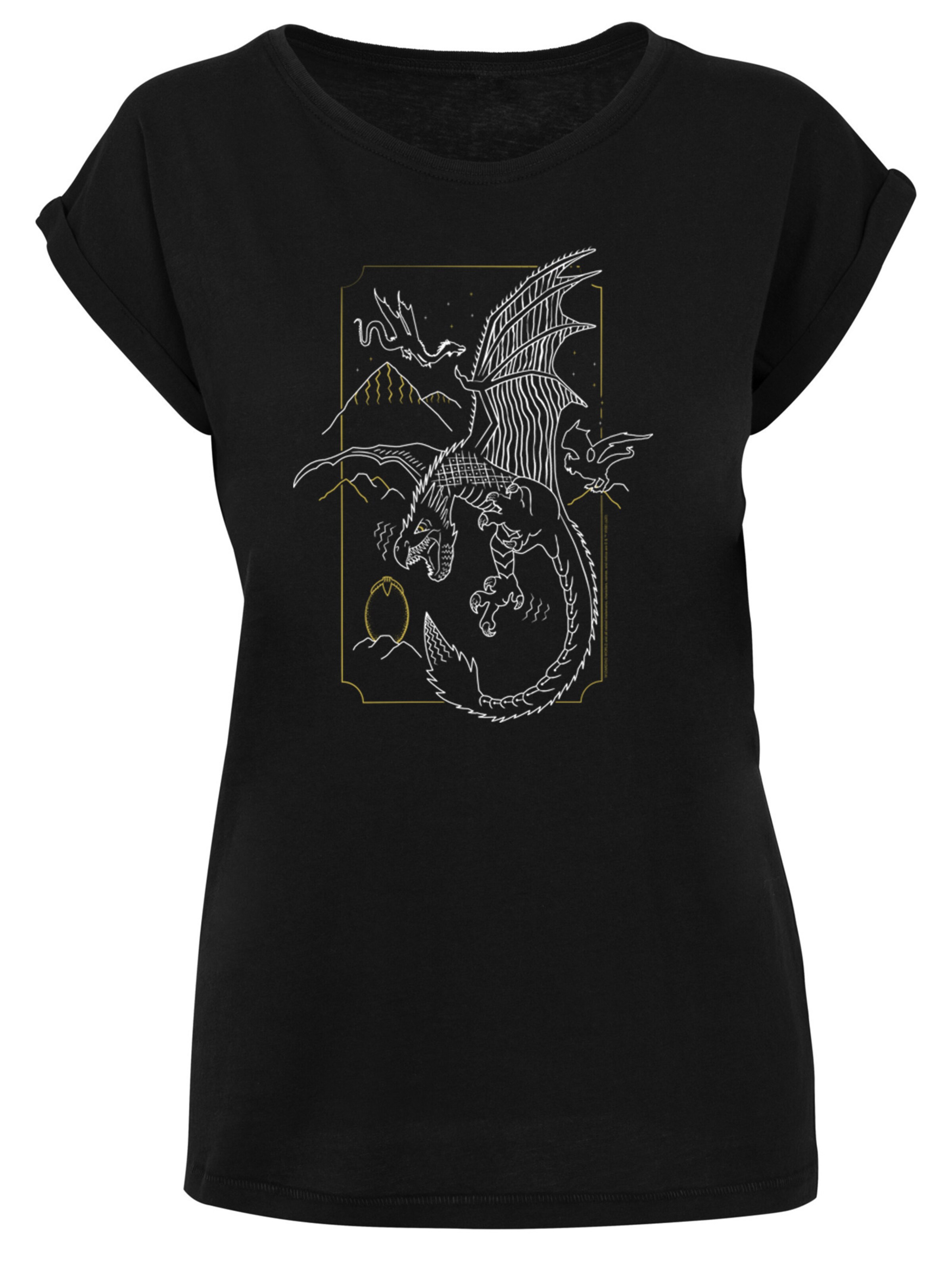 T-shirt 'Harry Potter Dragon Line Art' F4NT4STIC en noir : devant