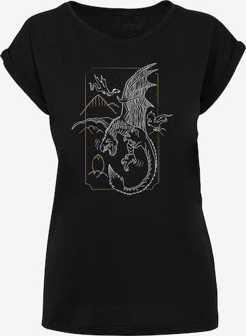 T-shirt 'Harry Potter Dragon Line Art' F4NT4STIC en noir : devant