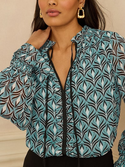 Bluză love & roses pe azuriu / negru / alb, Vizualizare produs