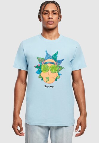 Merchcode Shirt 'Rick and Morty - Eyes' in Blauw: voorkant