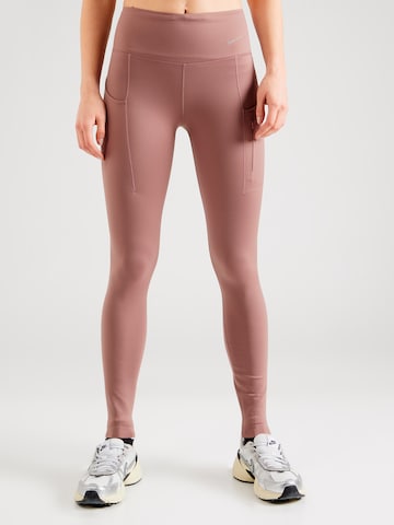 NIKE Skinny Sportbroek in Bruin: voorkant