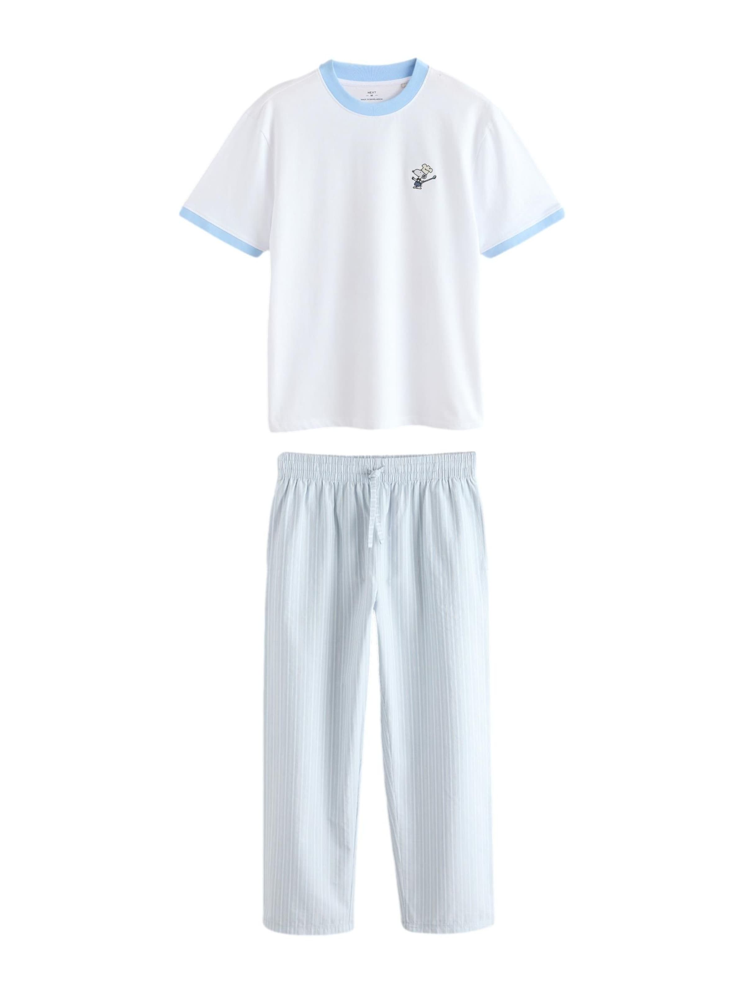 Next Πιτζάμα μακριά 'Snoopy Breakfast' σε λευκό: μπροστά