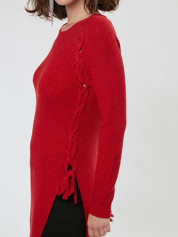 Influencer Pullover 'Tie up Maxi Pull' in Rot