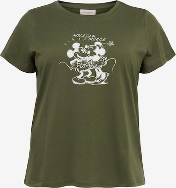 ONLY Carmakoma T-shirt 'Minnie And Mickey' i grön: framsida