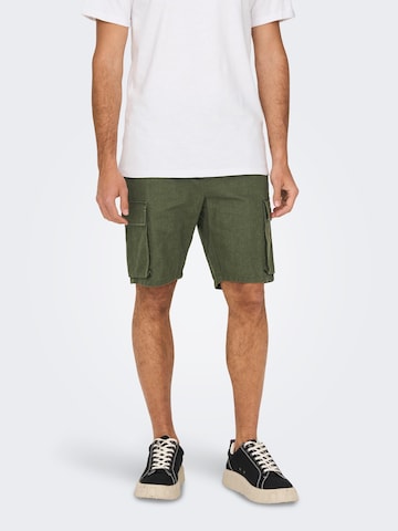 Only & Sons Regular Cargo Pants 'Sinus' in Green: front