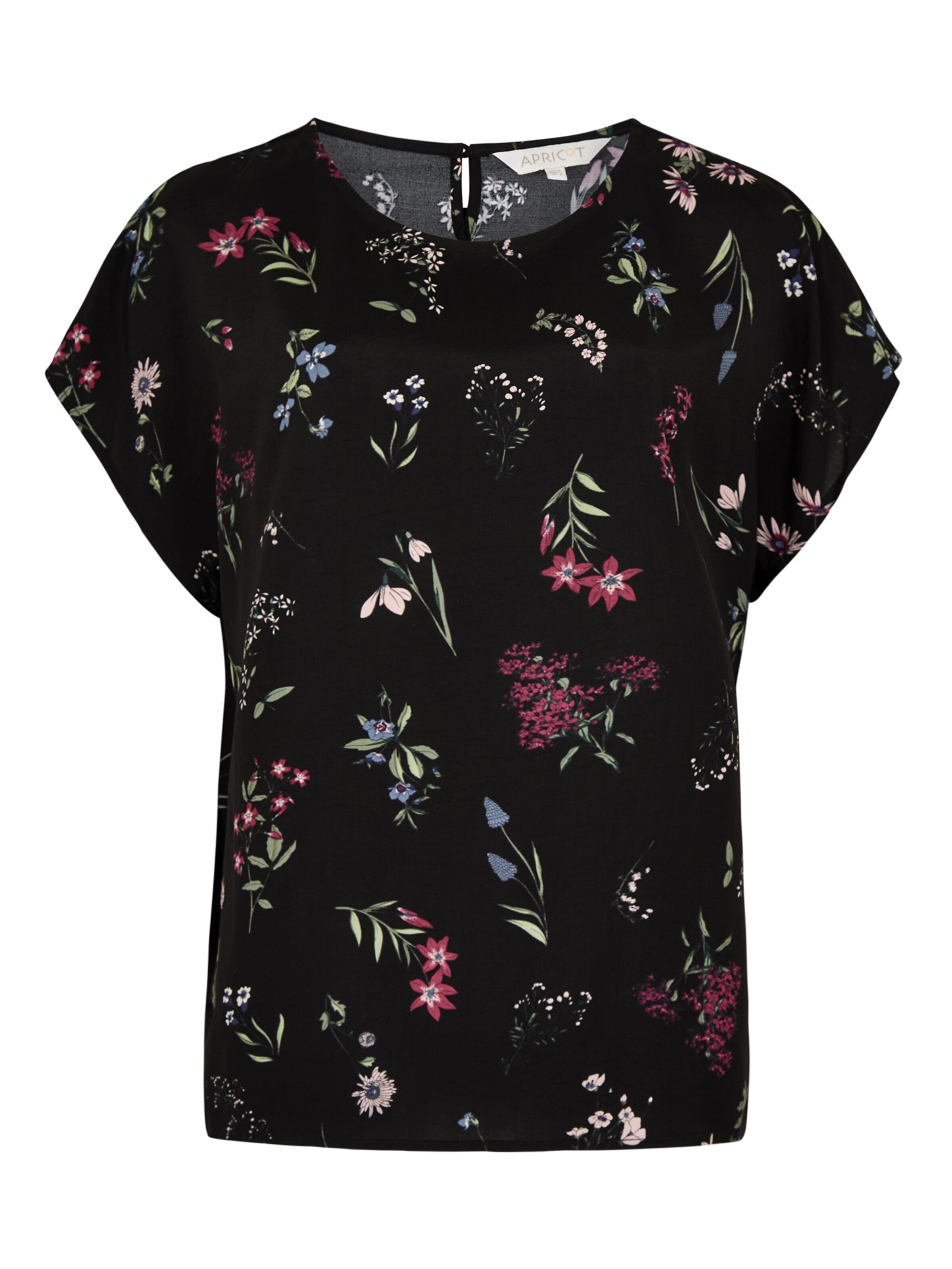 Apricot Botanical Floral Print Woven T-Shirt ' ' in Schwarz: Vorderseite