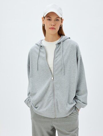 Koton Zip-Up Hoodie in Grey: front