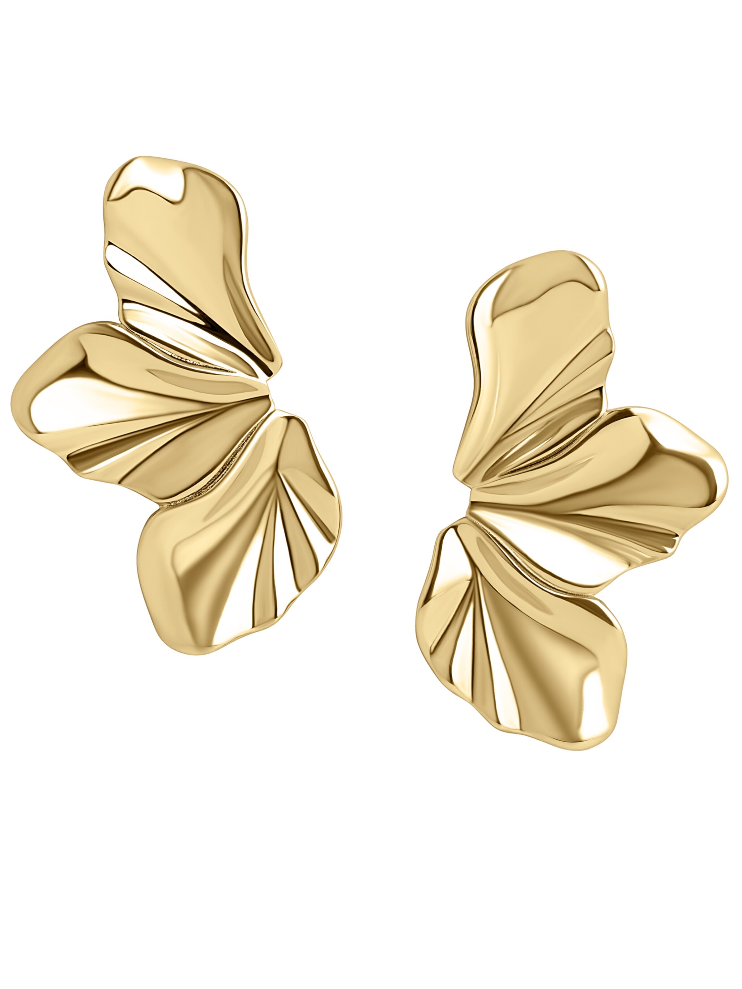 CLASSYANDFABULOUS Jewelry Earrings 'Sculptural Flow' in Gold: front