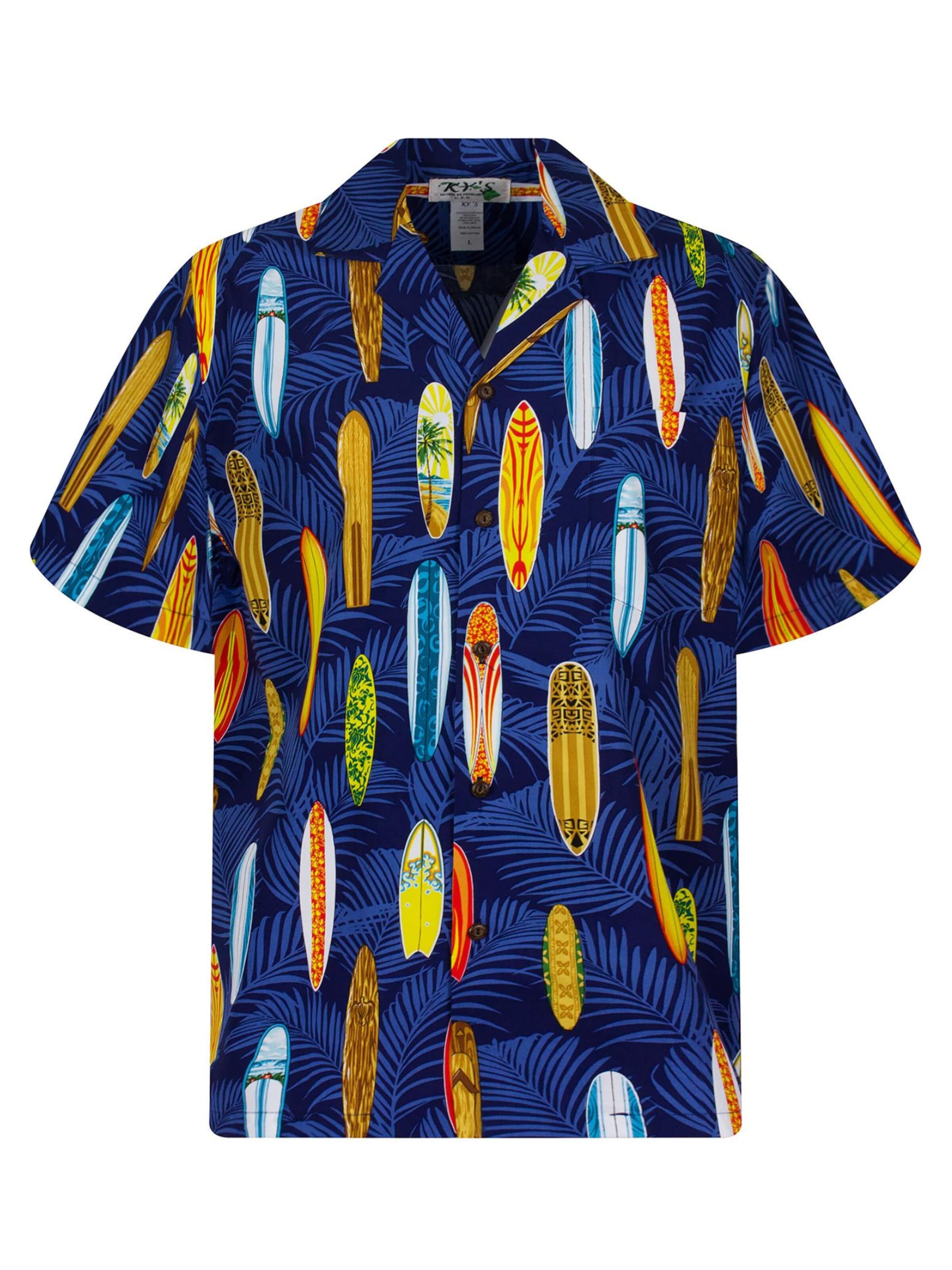 KY's Button Up Shirt 'Surfbretter Allover' in Blue: front