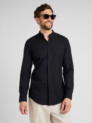 Coupe slim Chemise 'Kaleb' HUGO en noir : devant