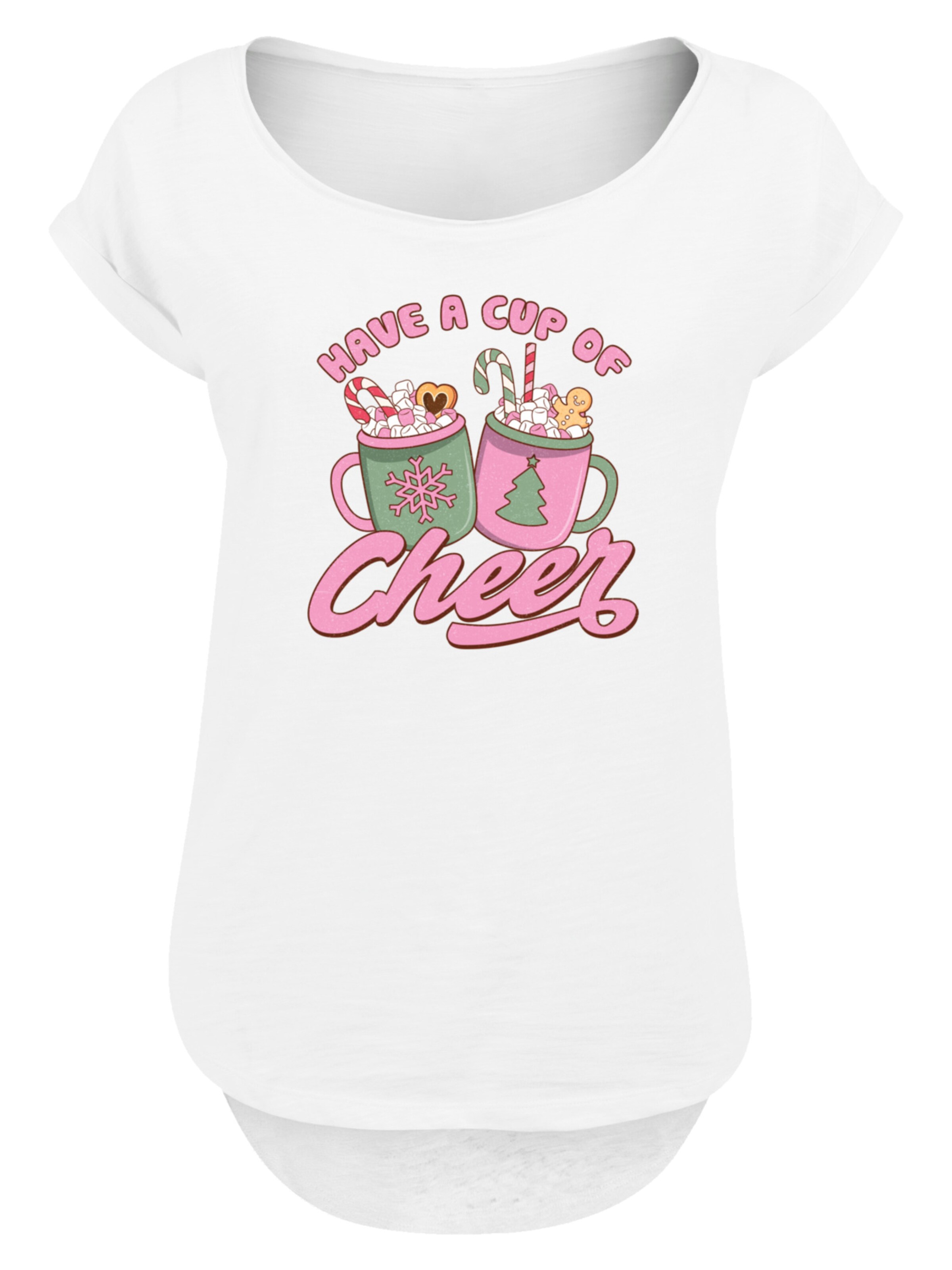 F4NT4STIC Shirt 'Have a Cup of Cheer Christmas Holiday' in Wit: voorkant