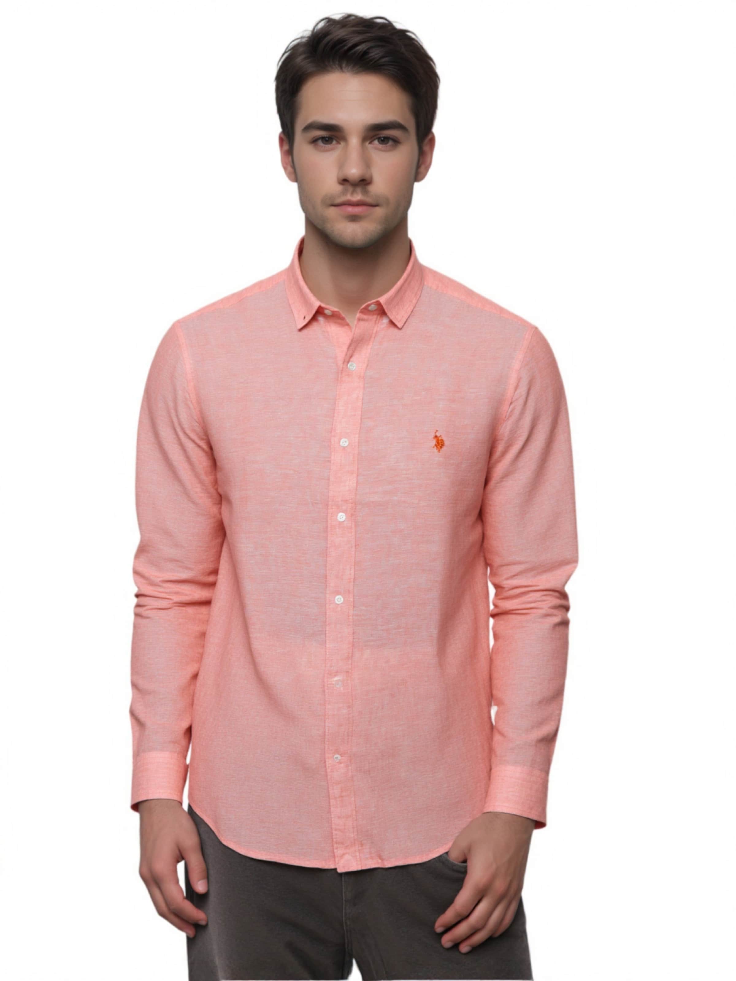 U.S. POLO ASSN. Regular fit Button Up Shirt in Pink: front