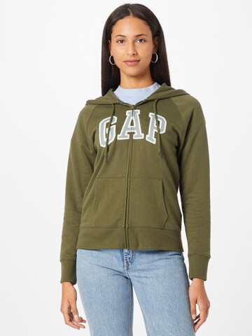 GAP - Sudadera con cremallera en verde: frente