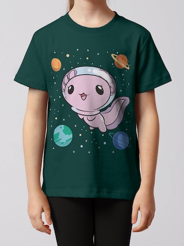 T-Shirt ' Axolotl in space ' watabout.kids en vert : devant