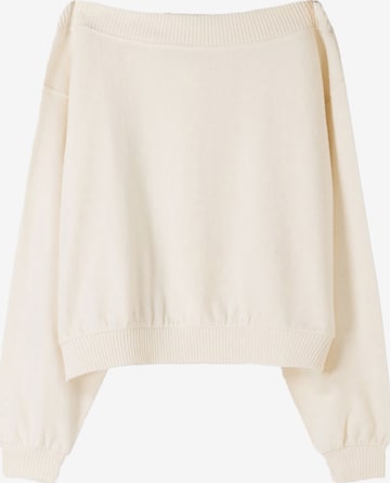BershkaSweater majica - bež boja: prednji dio