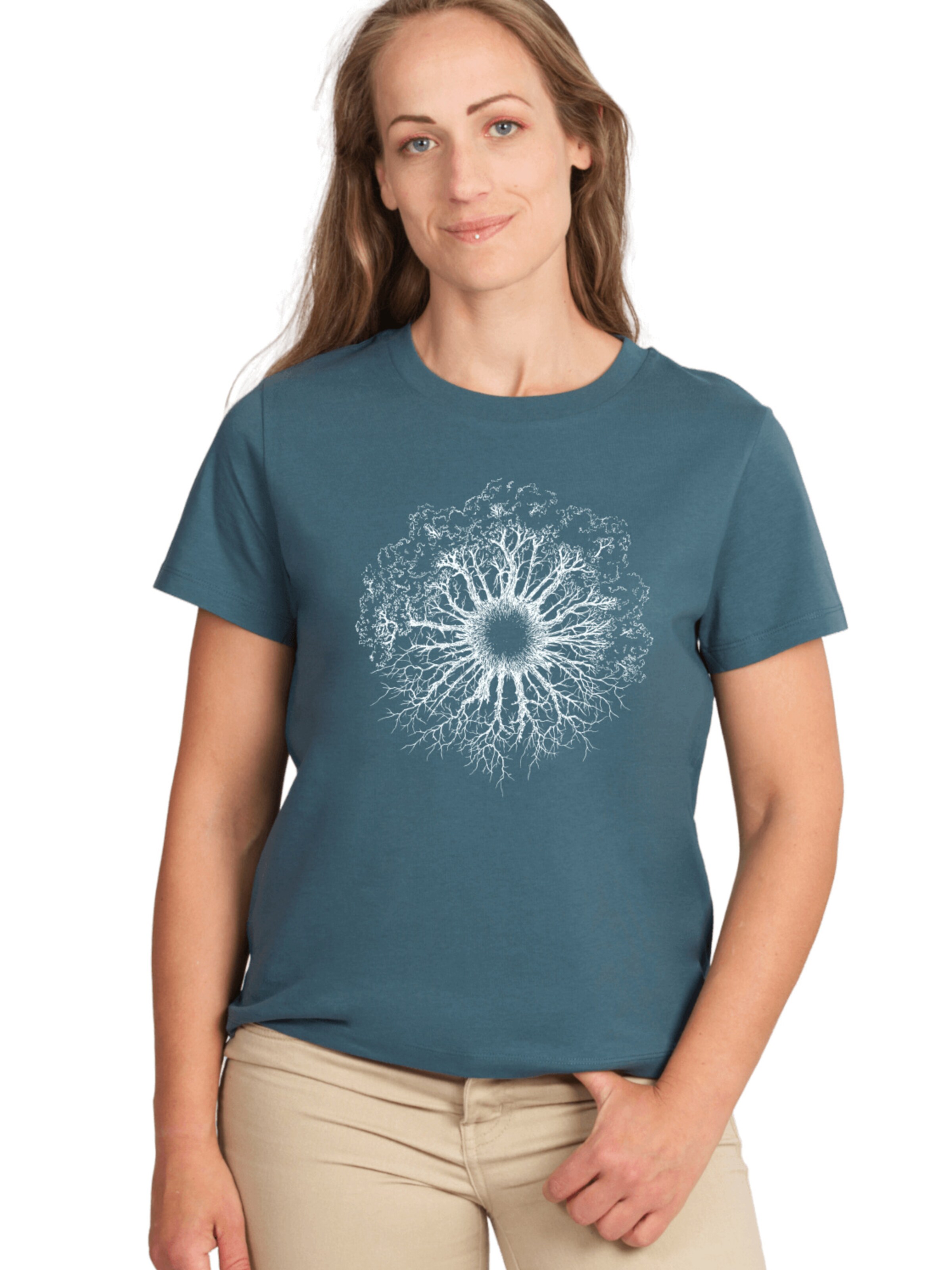 Life-Tree Shirt 'Fairwear Organic Stargazer WoodenIris' in Blue: front