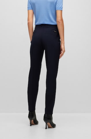 BOSS Black Slim fit Pleated Pants 'TILUNAH' in Blue