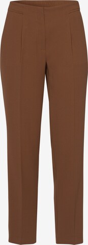 MORE & MORE Regular Trousers with creases in Brown: front