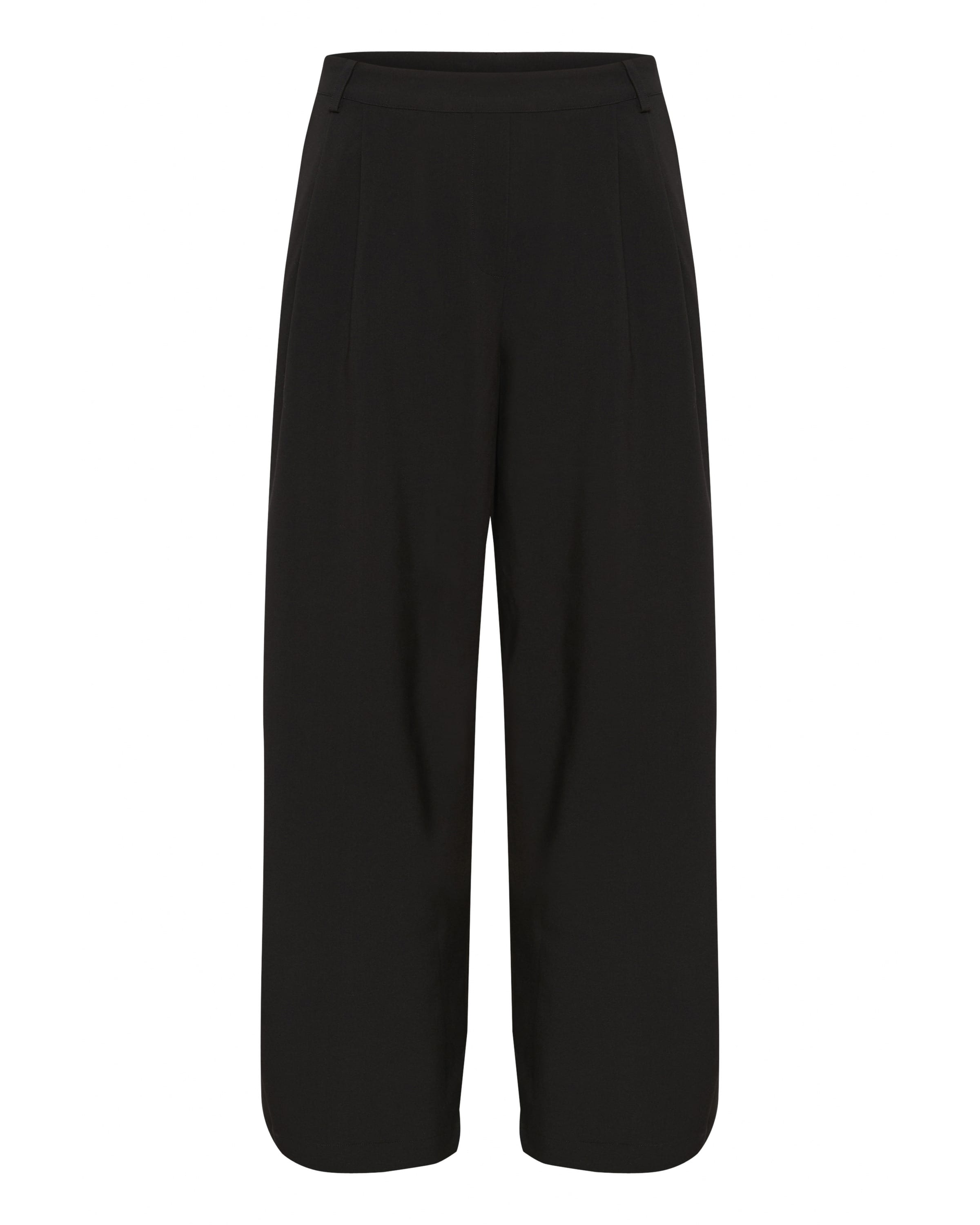 My Essential Wardrobe Avar lõige Voltidega püksid 'Milan', värv must: eest vaates