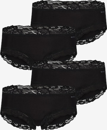 Skiny Boyshorts ' Modal Lace ' in Black: front