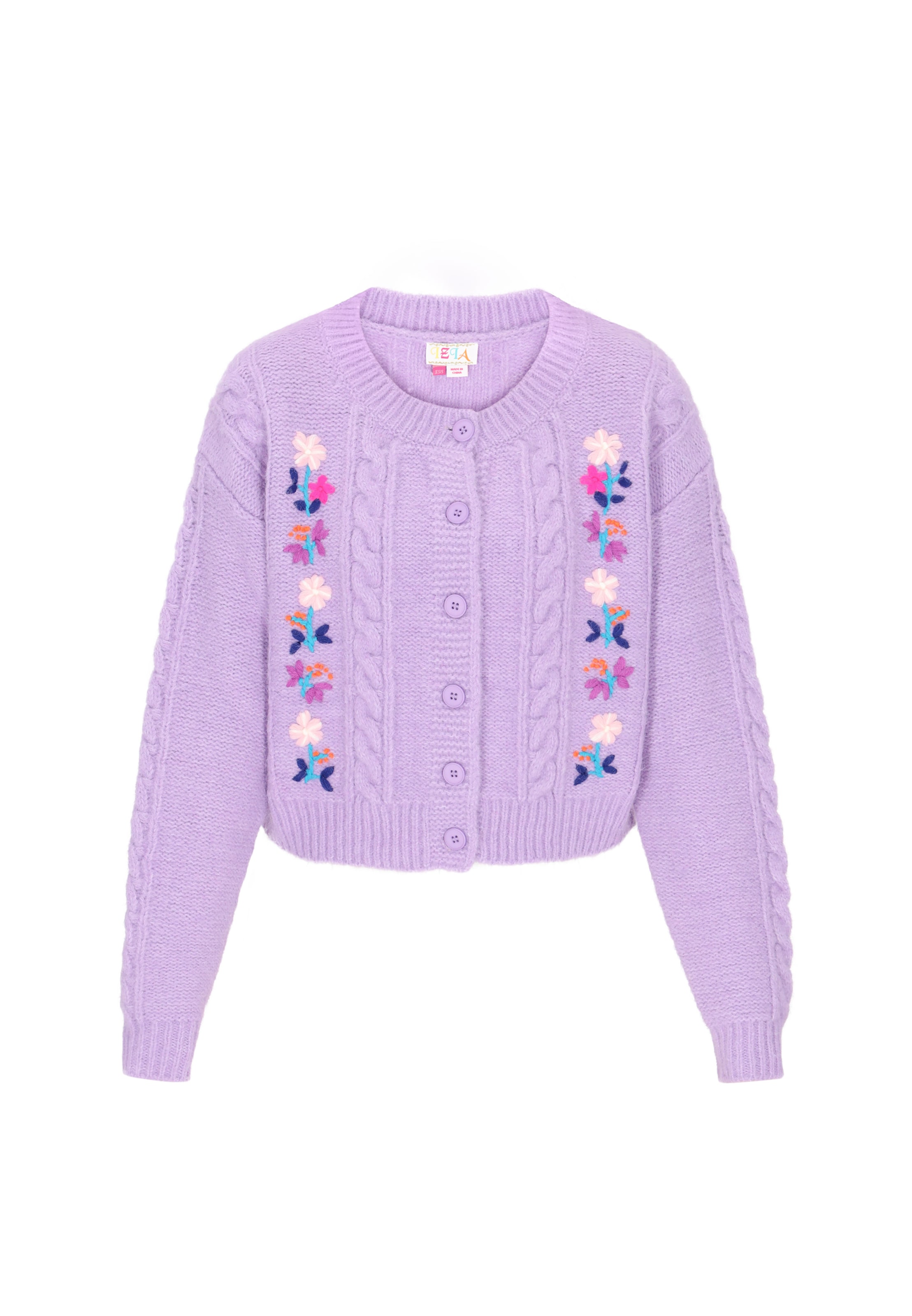 Cardigan dimensiuni mari 'Fashion Look' de la IZIA pe mov: față