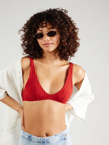 Calvin Klein Swimwear Triangle Bikini Top in Red: front