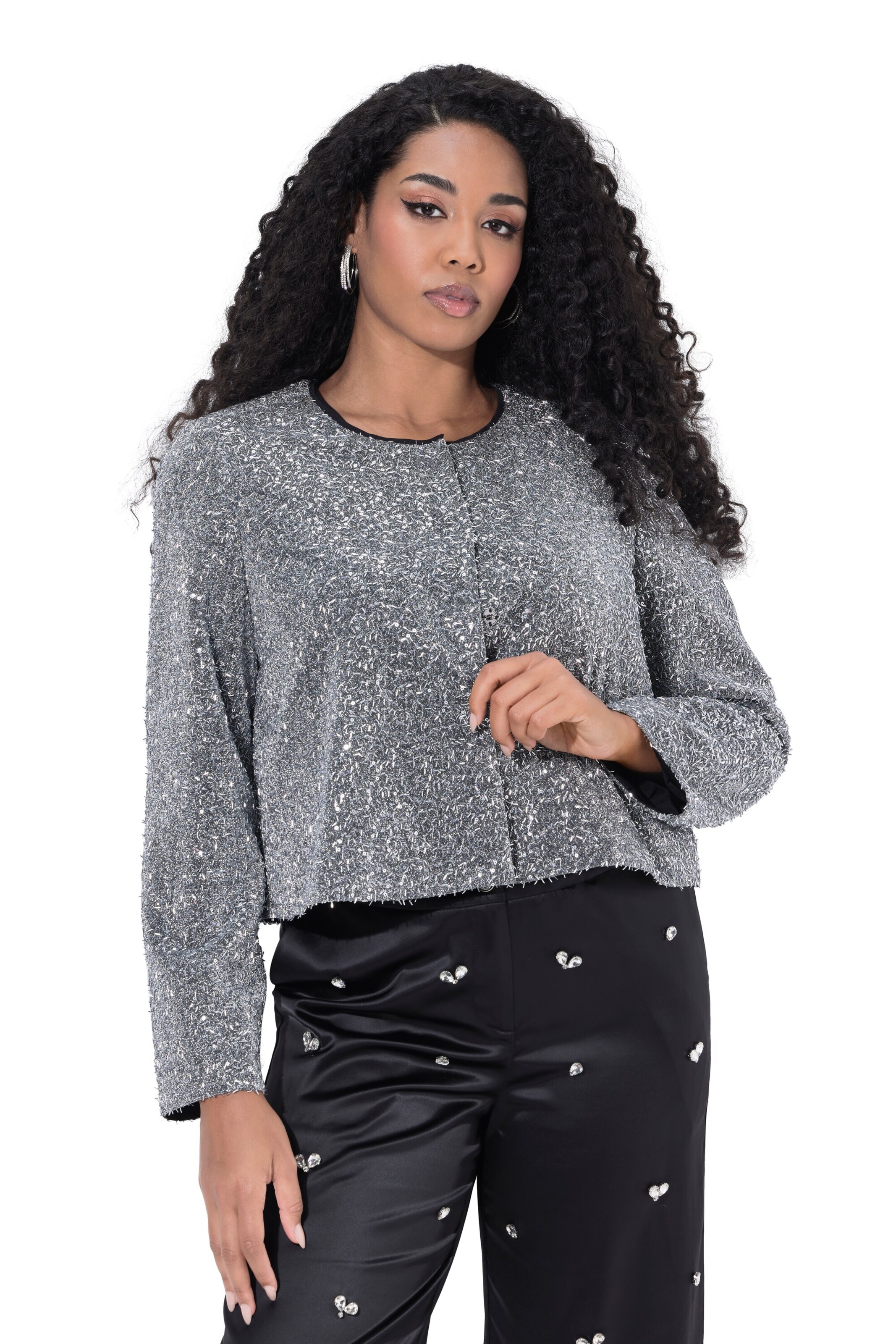 Ulla Popken Tussenjas in Zilver: voorkant