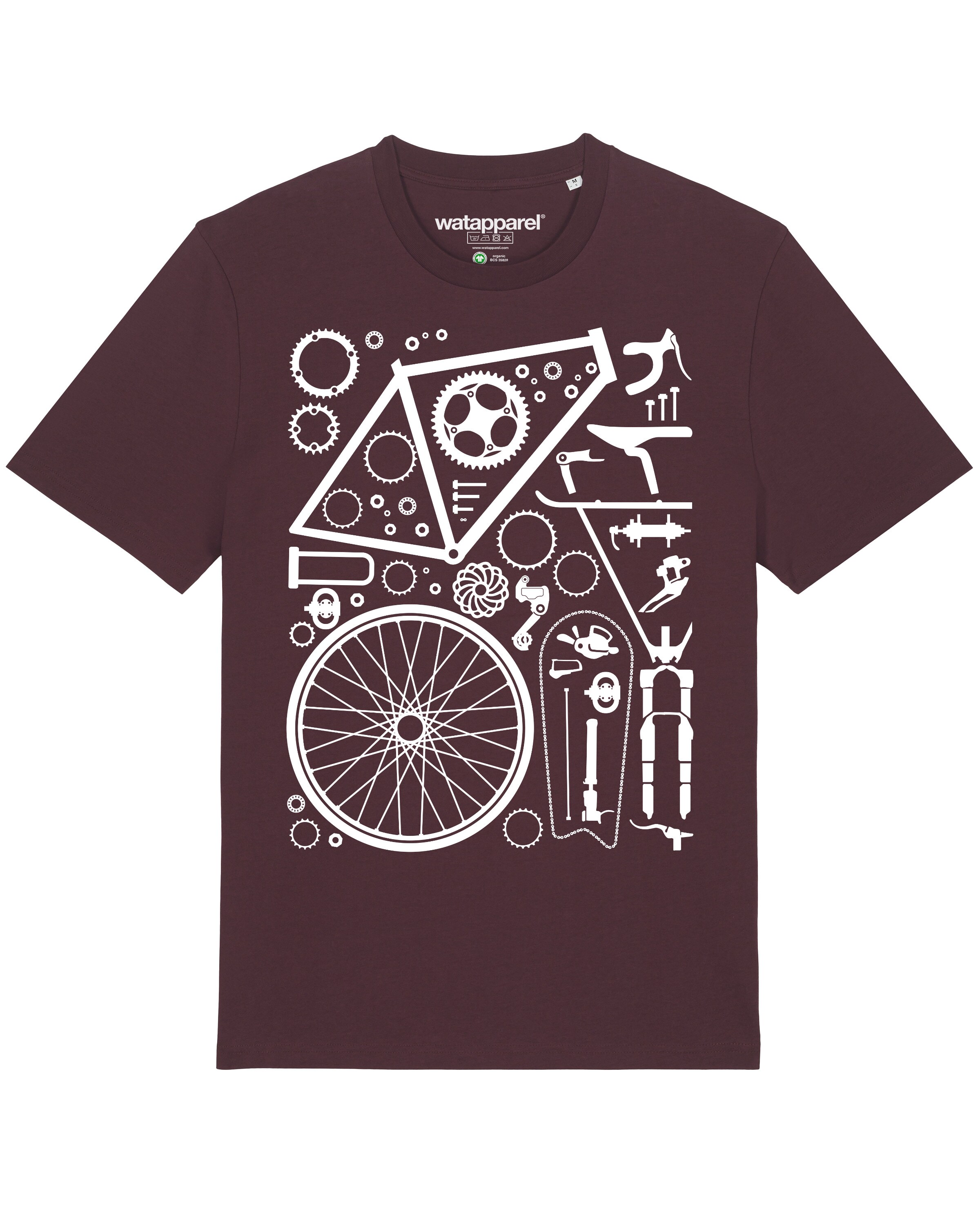 T-Shirt ' Fahrradteile ' Watapparel en rouge : devant