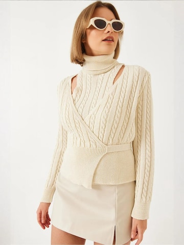 Bianco Lucci Gebreid vest in Beige