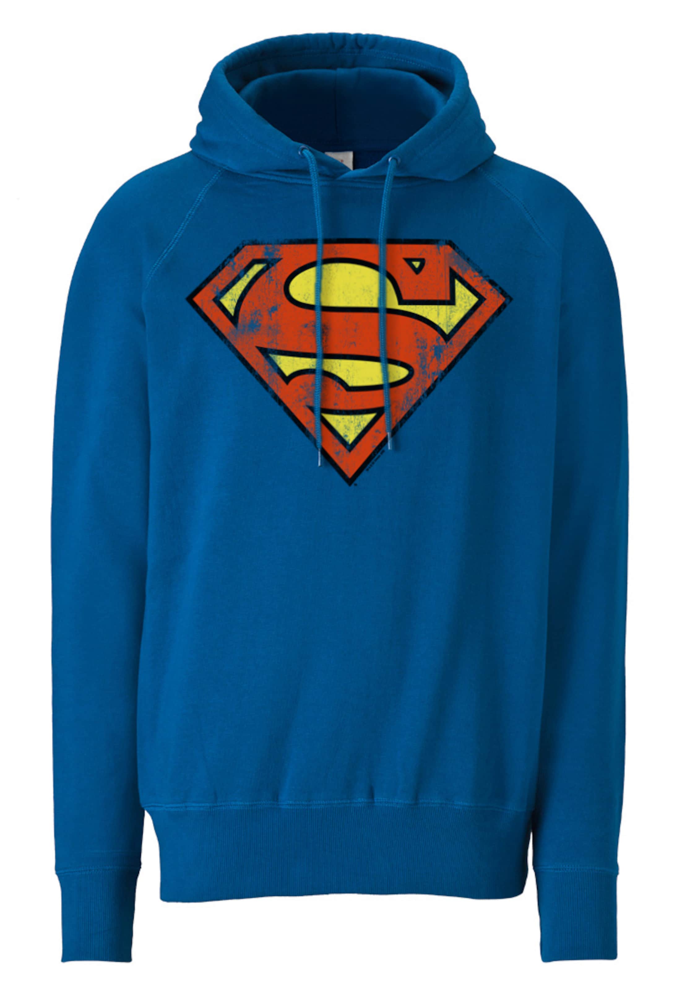 LOGOSHIRT Kapuzenpullover 'DC - Superman Logo' in Blau: Vorderseite
