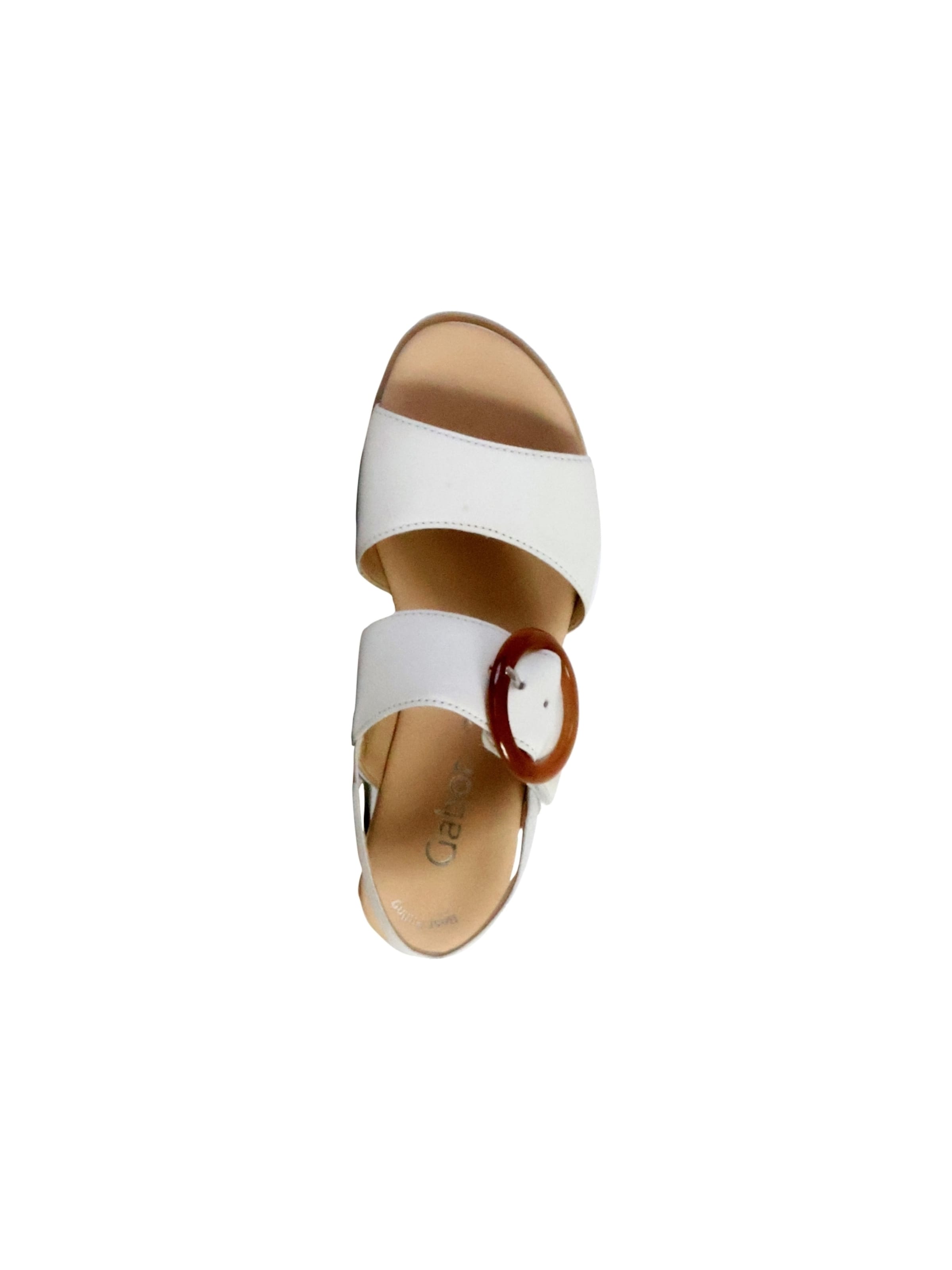 Sandales 'Sandalen mit Keilabsatz aus Satinleder in Metallic-Optik' GABOR en blanc