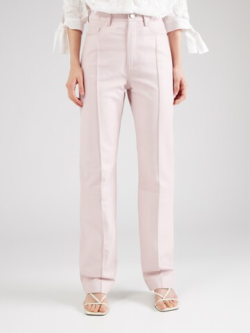 REMAIN Regular Pleat-Front Pants in Pink: front