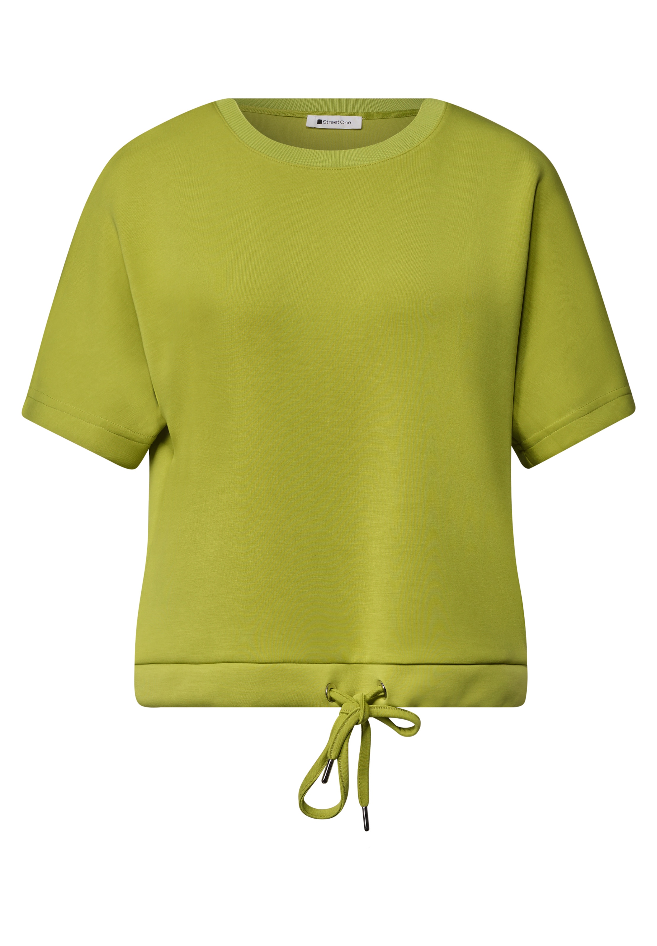 STREET ONE T-Shirt mit Rundhals im Silk-Look in Grün: Vorderseite