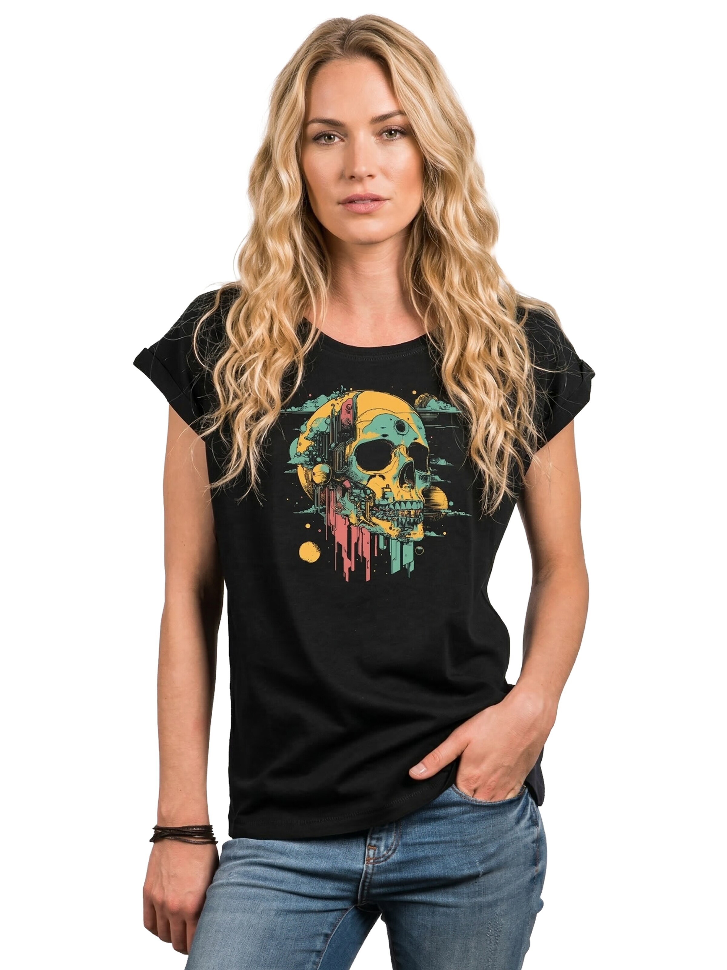 MAKAYA Shirt 'Head Shot Skull' in Black: front