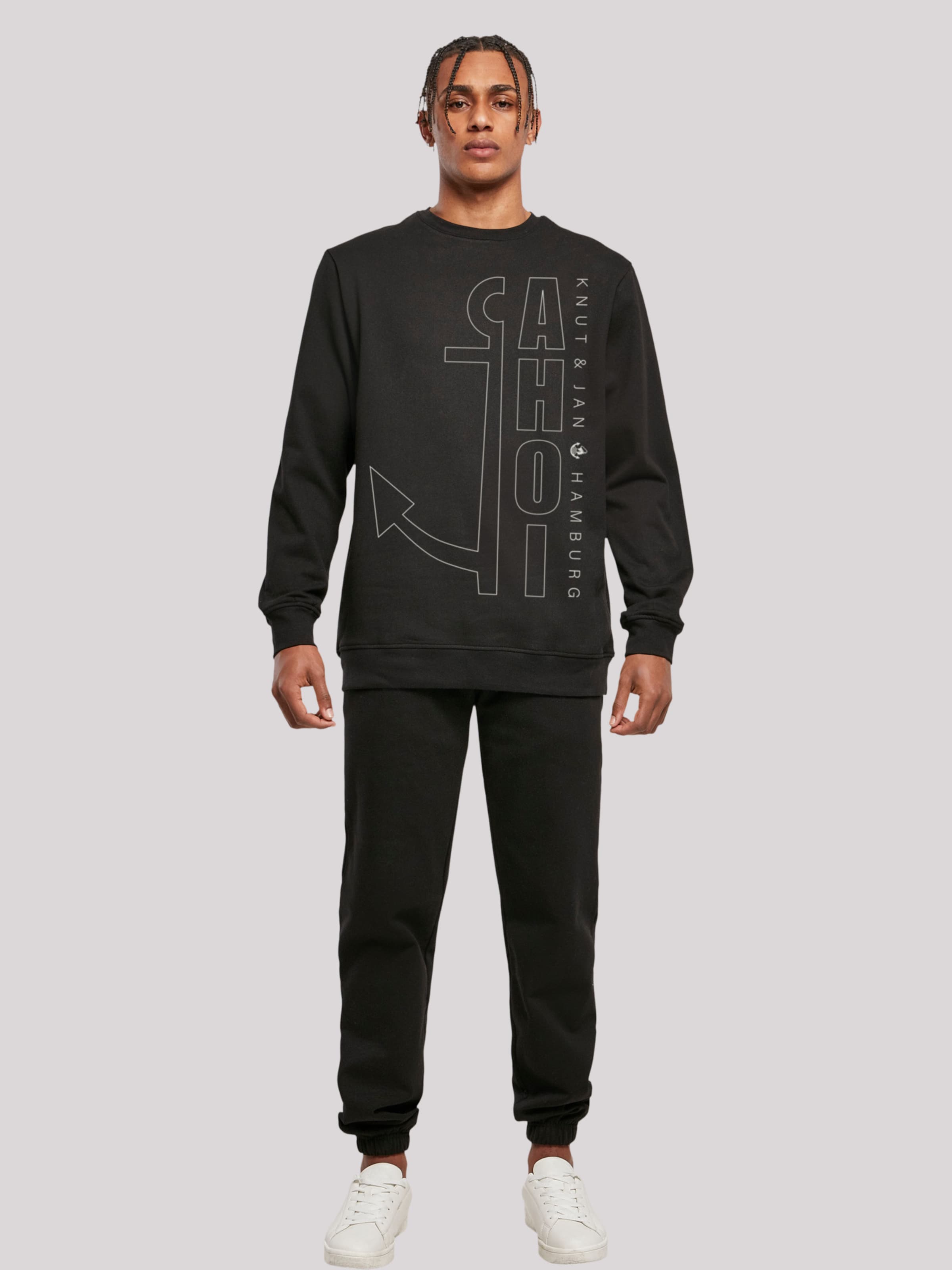 F4NT4STIC Sweatshirt 'Ahoi Anker Outlines Knut & Jan Hamburg' in Black |  ABOUT YOU