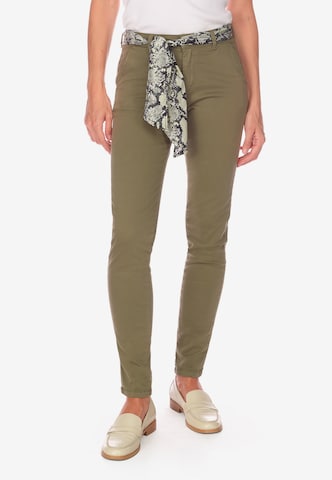Le Temps Des Cerises Regular Chino 'DYLI 5' in Groen: voorkant