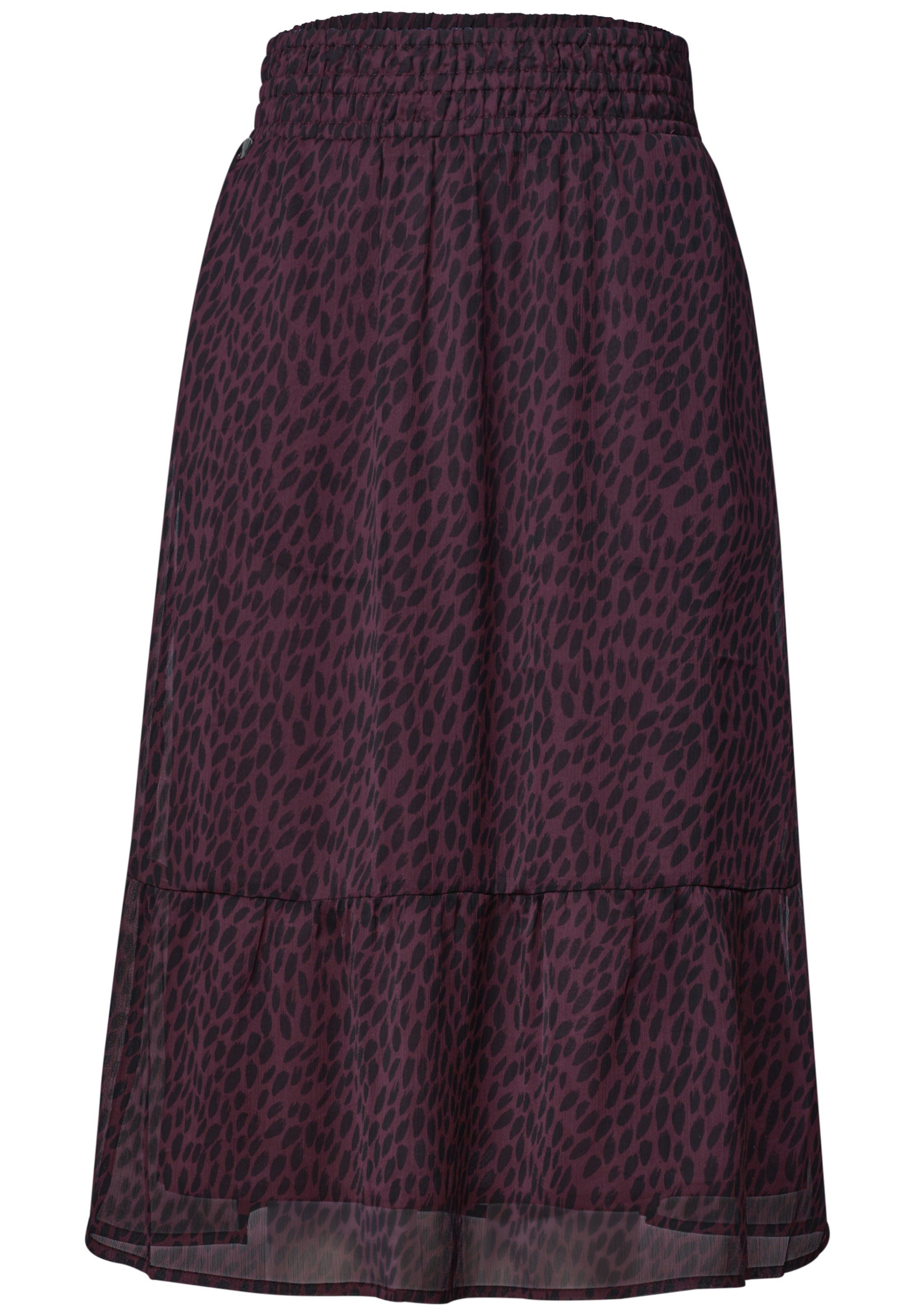 STREET ONE Midirock aus Chiffon mit Volant in Rot: Vorderseite