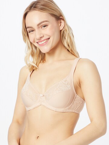 TRIUMPH - Soutien de tecido Soutien 'Modern Lace+Cotton' em bege: frente