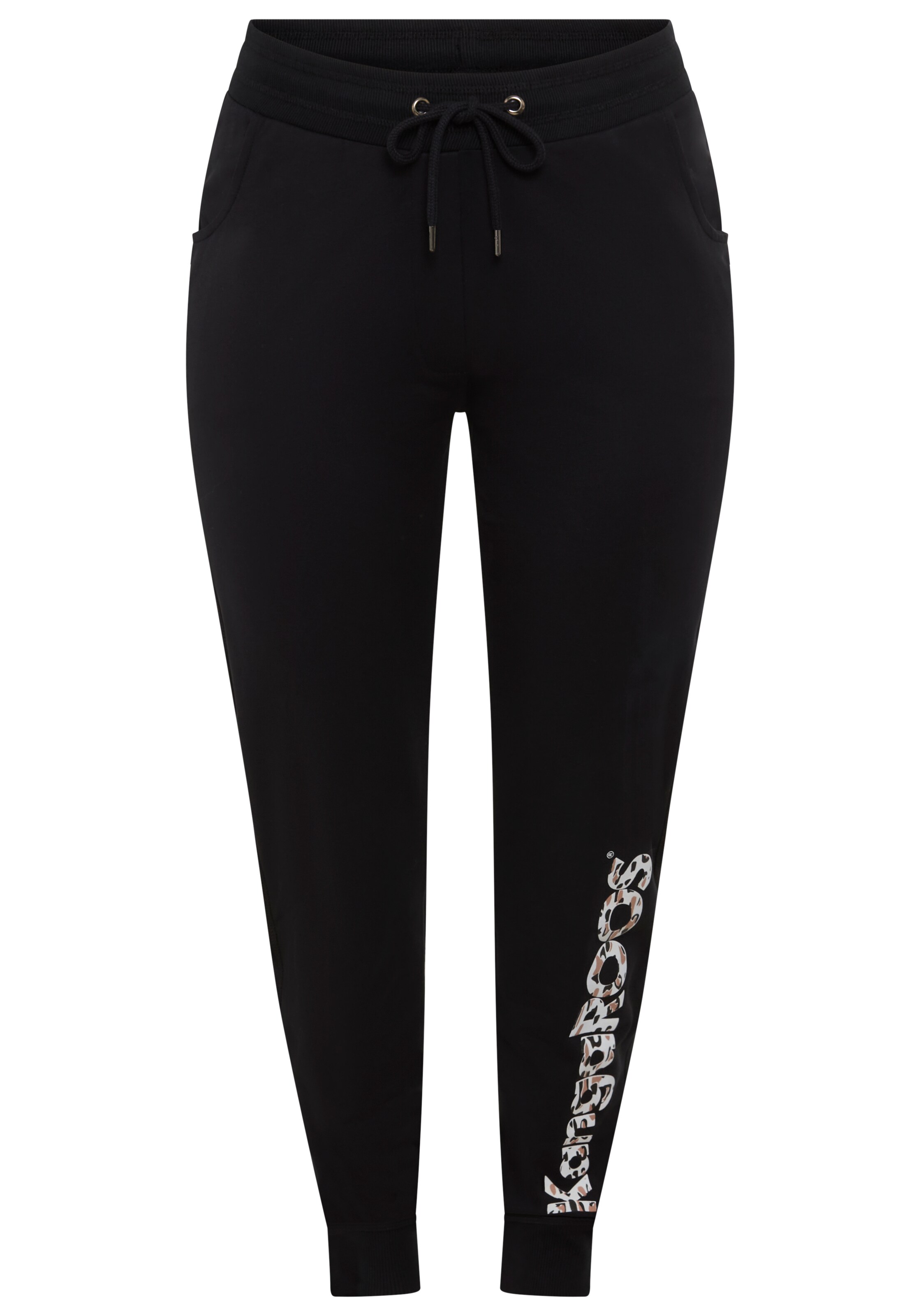 KangaROOS Tapered Workout Pants in Black: front
