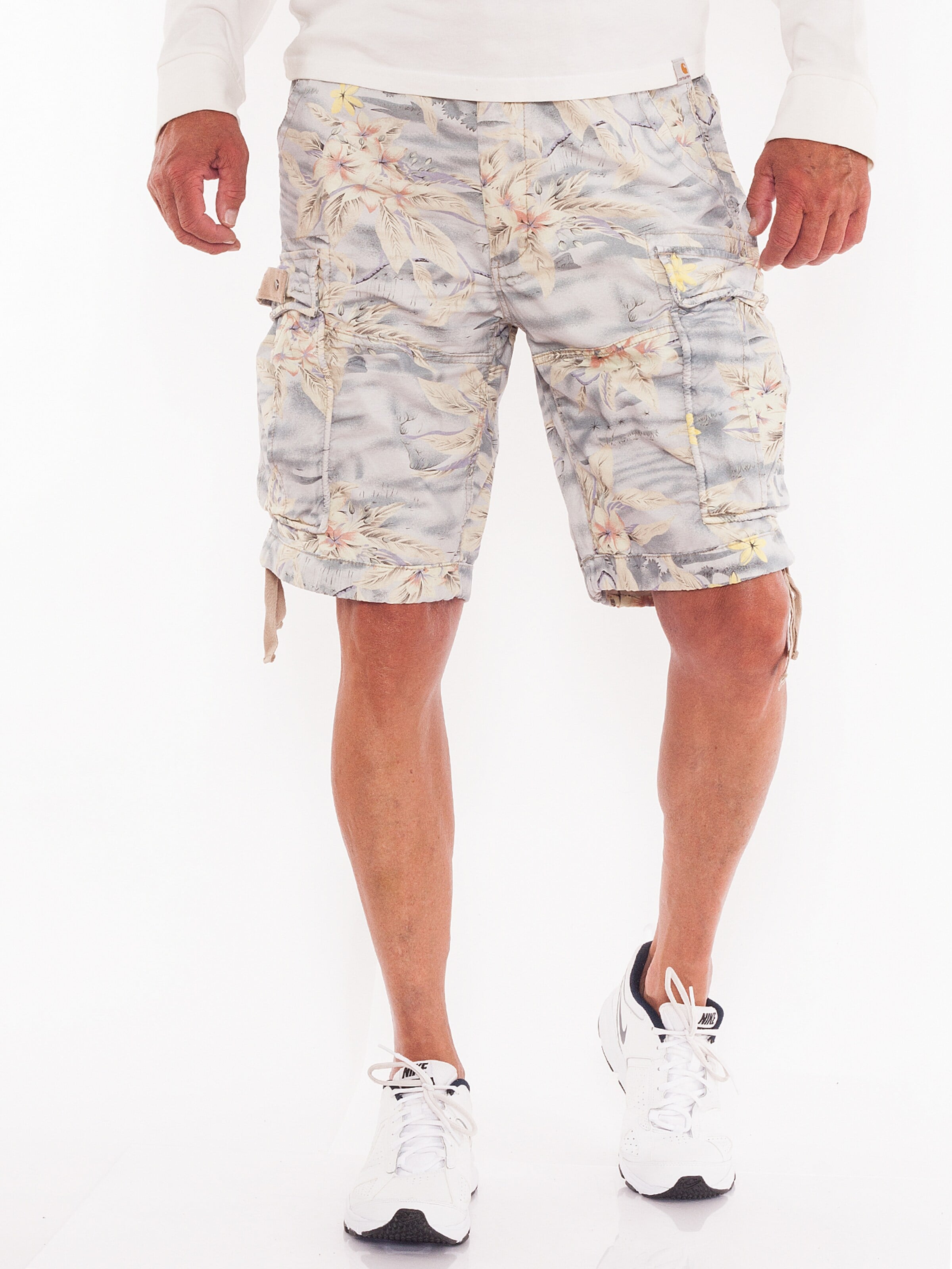 JET LAG Regular Cargo Pants 'Flowers' in Blue: front