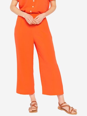 LolaLiza Loosefit Kalhoty se sklady v pase – oranžová