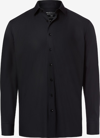 Finshley & Harding Zakelijk overhemd in Zwart: voorkant