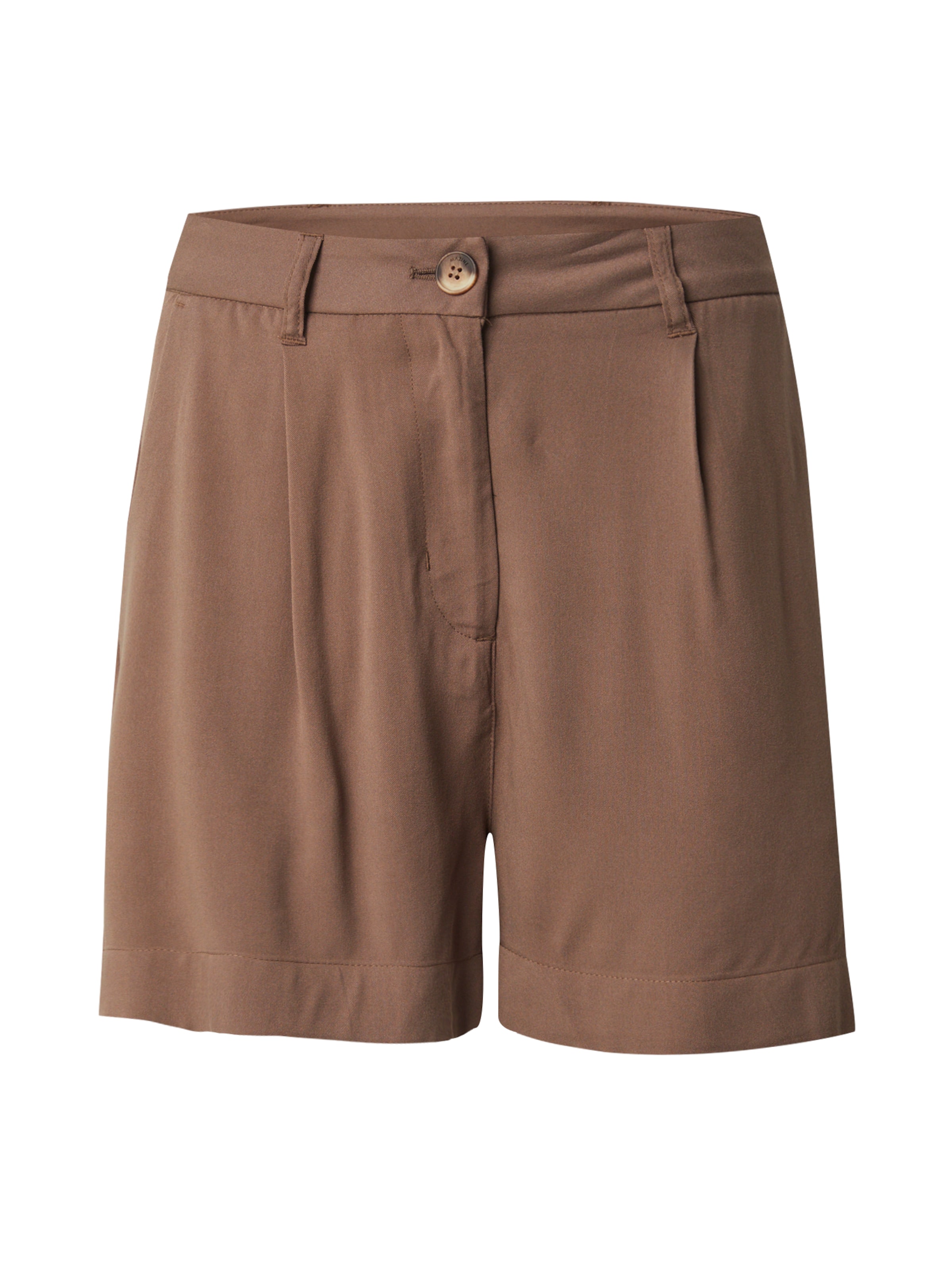 mazine Normální Kalhoty se sklady v pase – hnědá: přední strana