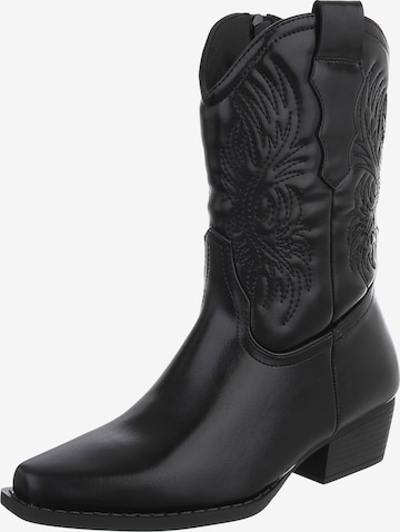 Ital-Design Cowboy Boots in Black: front