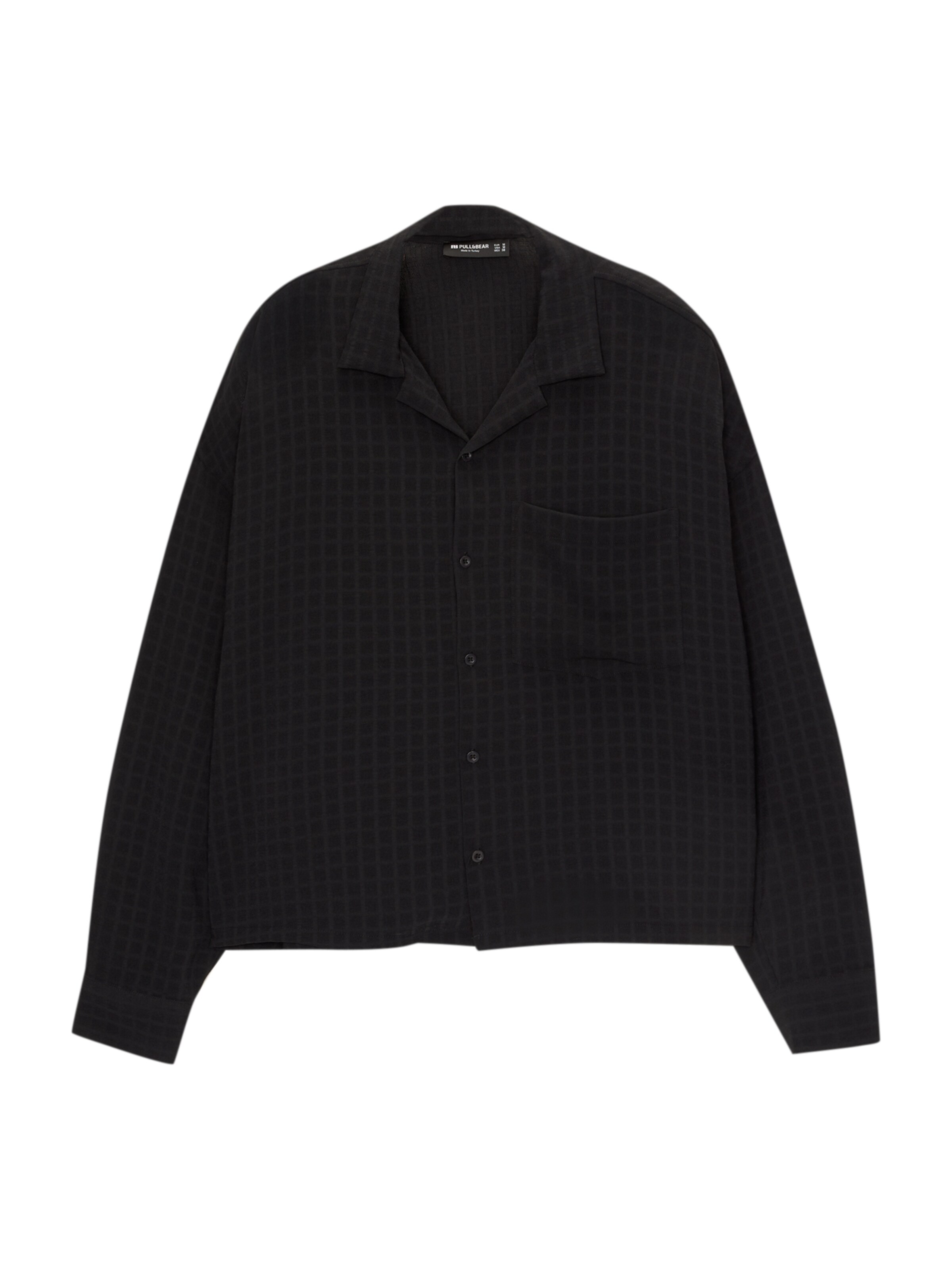 Pull&Bear Comfort fit Srajca | črna barva: sprednja stran