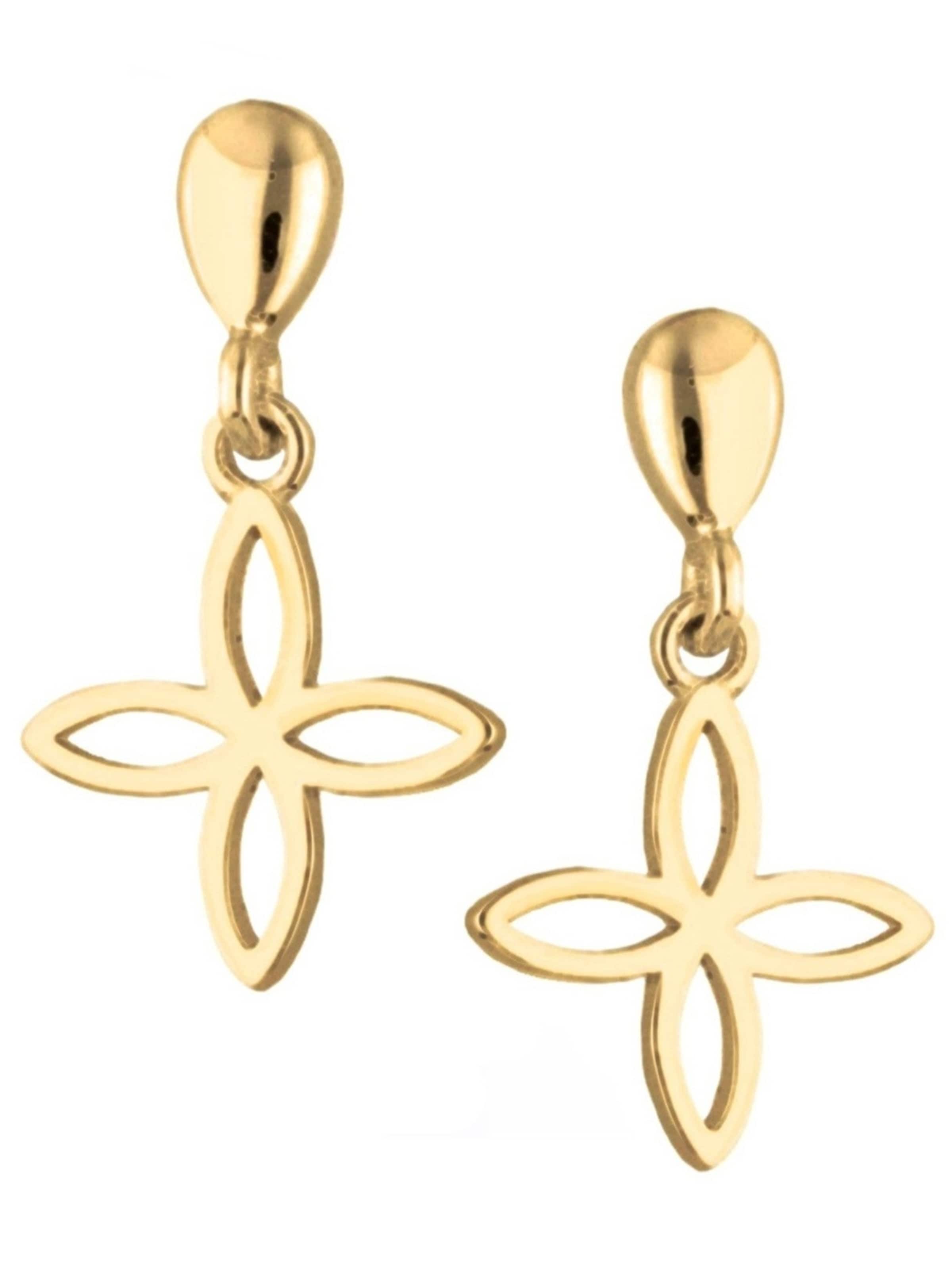 Goldene Hufeisen Ohrringe 'Kreuz'‌‌‌‌‌‌‌‌‌ in Gold: Vorderseite